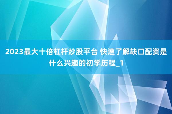 2023最大十倍杠杆炒股平台 快速了解缺口配资是什么兴趣的初学历程_1